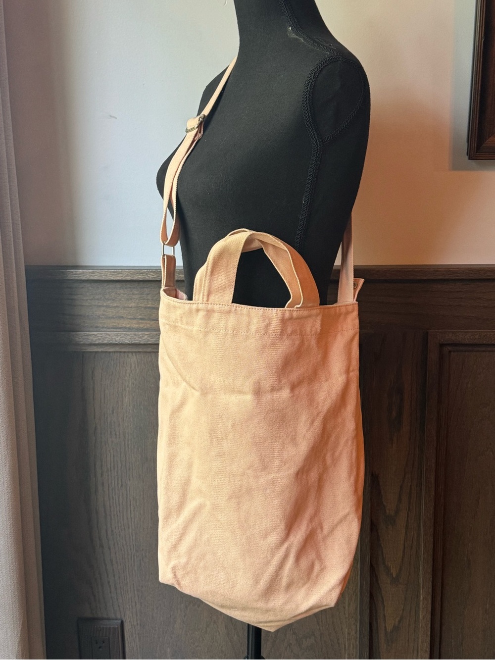 BAGGU Canvas Tote with Adjustable Strap in Light Pink